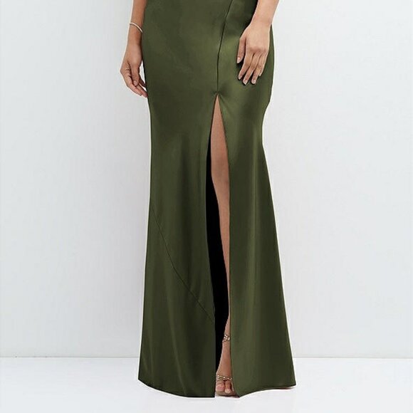 After Six 6885..Open-Back Maxi Bias Dress with Low Tie Back...Olive Green..Sz XS - Picture 2 of 7